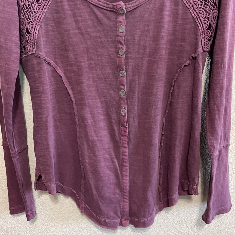 Free People Plum Purple Long Sleeve Button-Down Top - Picture 4 of 10